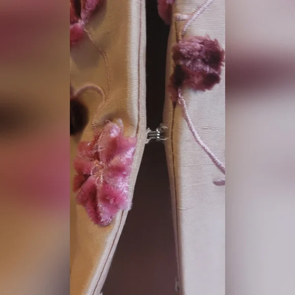 HYPE Vintage Silk Embroidered Dress Coat, Mauve/Wine/Pink, Size Large - Picture 14 of 15